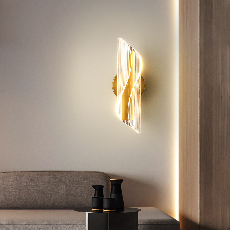 Acrylic Streamer Wall Lamp Living Room Creative LED Background Study Corridor Stair Perso<i></i>nalized Bedroom Bedside Lamps Hotels