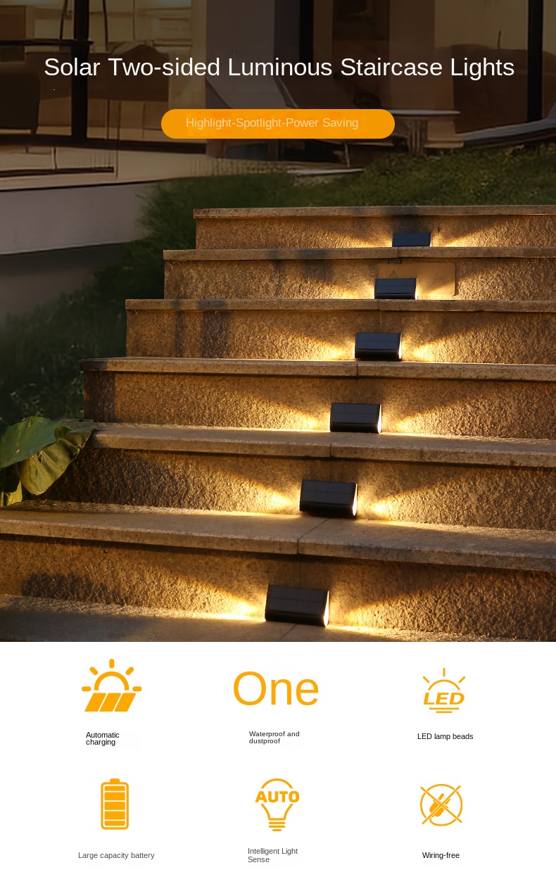Solar Outdoor Lights Garden Lights Garden Wall Railing Decoration Home Waterproof Stair Step Lights