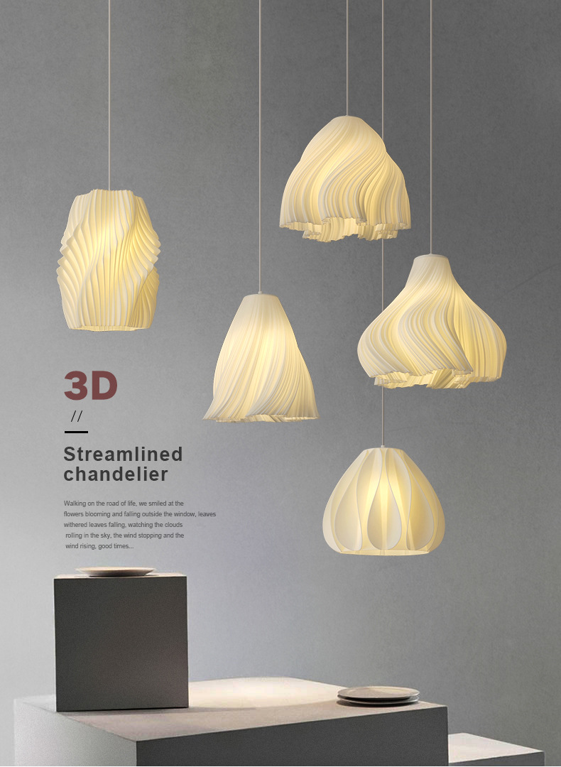 Modern Creative 3D Printed Chandelier Simple Restaurant Three-Head Bar Counter Small Bedroom Bedside Stair Entrance Shop me<i></i>tal