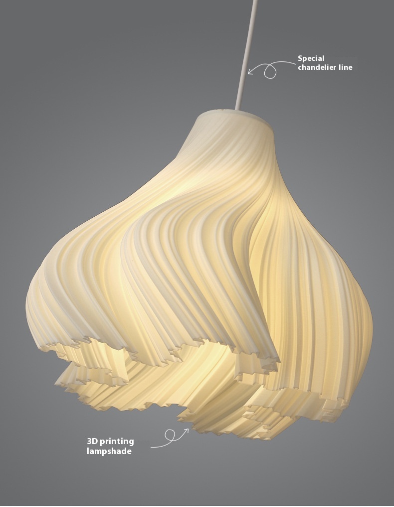 Modern Creative 3D Printed Chandelier Simple Restaurant Three-Head Bar Counter Small Bedroom Bedside Stair Entrance Shop me<i></i>tal