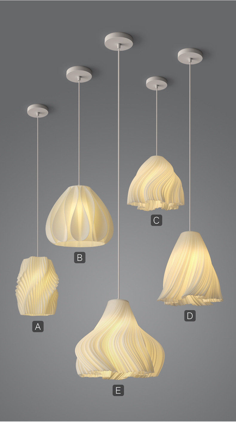 Modern Creative 3D Printed Chandelier Simple Restaurant Three-Head Bar Counter Small Bedroom Bedside Stair Entrance Shop me<i></i>tal