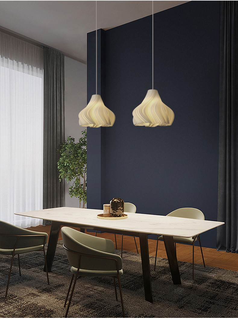 Modern Creative 3D Printed Chandelier Simple Restaurant Three-Head Bar Counter Small Bedroom Bedside Stair Entrance Shop me<i></i>tal