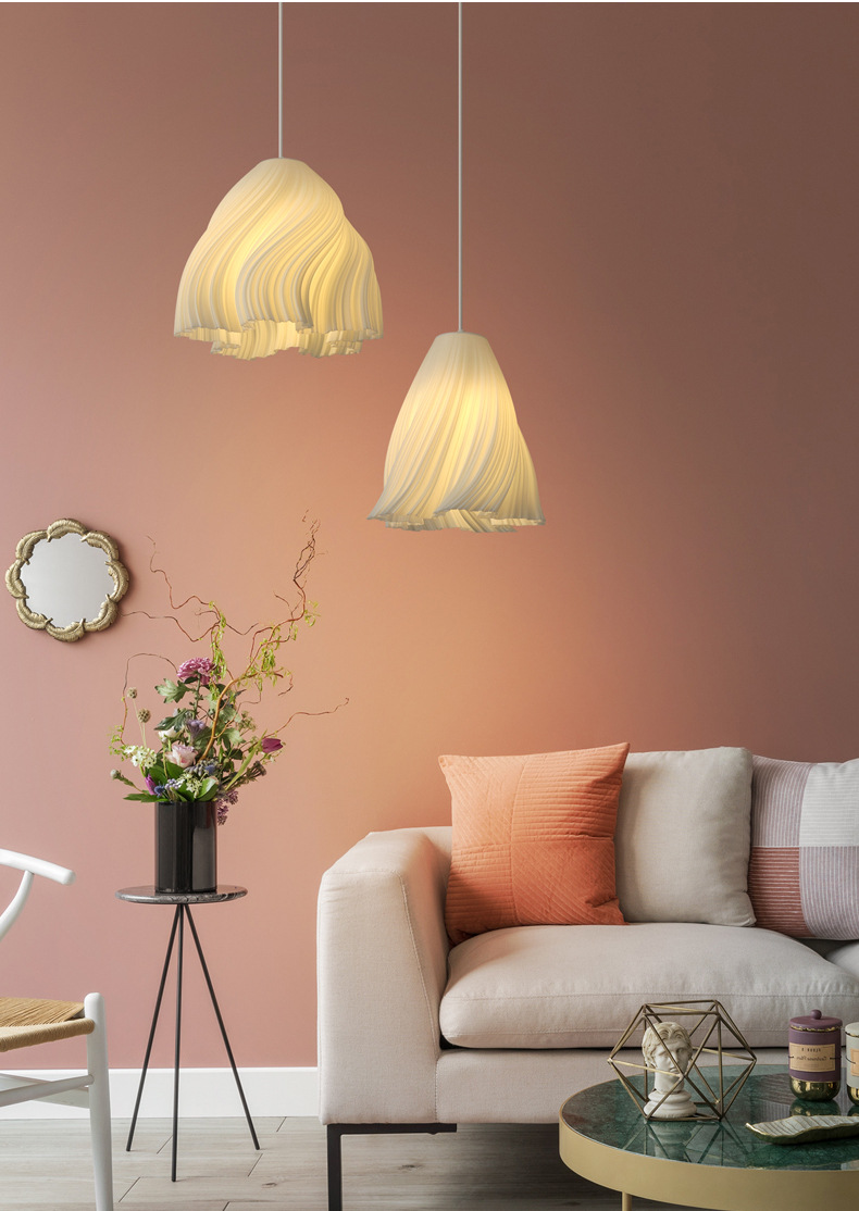 Modern Creative 3D Printed Chandelier Simple Restaurant Three-Head Bar Counter Small Bedroom Bedside Stair Entrance Shop me<i></i>tal
