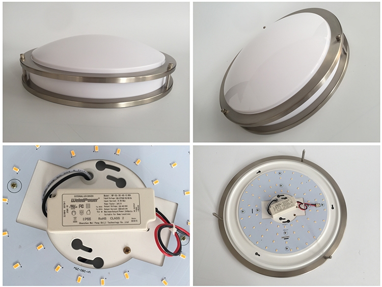 Kitchen Ceiling Light in Brushed Nickel Finish and White Acrylic Lens INDOOR MODERN DOUBLE RING CEILING LIGHTING FIXTURES
