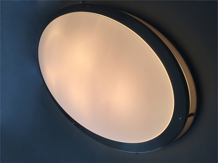 Kitchen Ceiling Light in Brushed Nickel Finish and White Acrylic Lens INDOOR MODERN DOUBLE RING CEILING LIGHTING FIXTURES