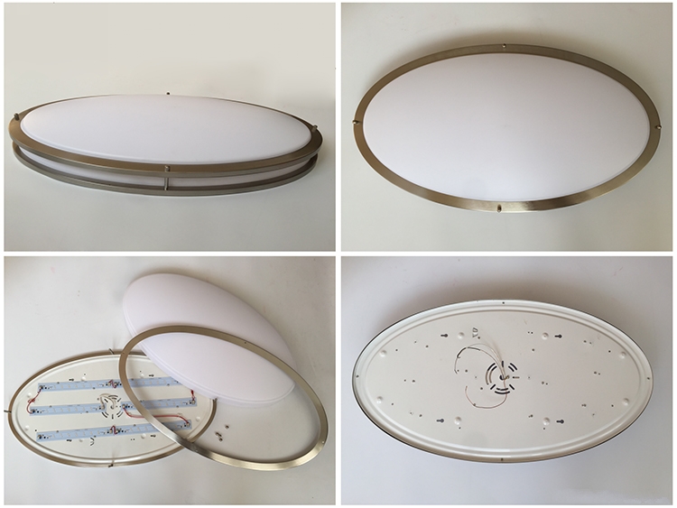 Kitchen Ceiling Light in Brushed Nickel Finish and White Acrylic Lens INDOOR MODERN DOUBLE RING CEILING LIGHTING FIXTURES