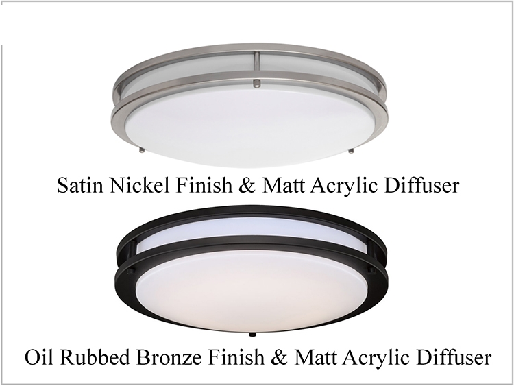 Kitchen Ceiling Light in Brushed Nickel Finish and White Acrylic Lens INDOOR MODERN DOUBLE RING CEILING LIGHTING FIXTURES