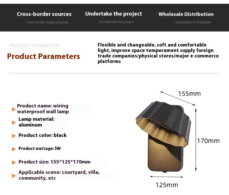 Simple 5W Rotatable Aluminum Exterior Wall Lamp for Villa LED Light Source for Amazon Waterproof Outdoor Garden Lighting