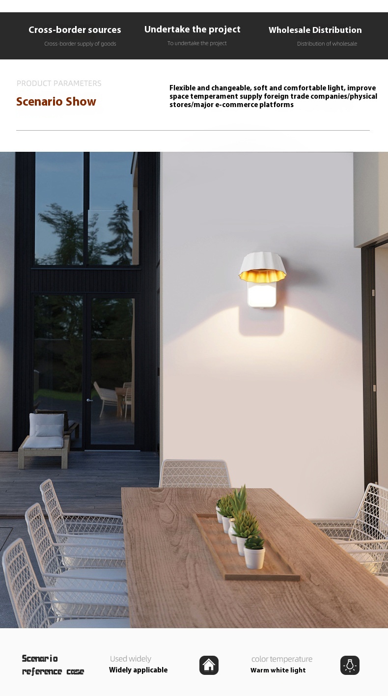 Simple 5W Rotatable Aluminum Exterior Wall Lamp for Villa LED Light Source for Amazon Waterproof Outdoor Garden Lighting
