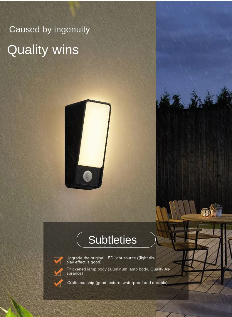 Modern Outdoor Waterproof Aluminum Induction Wall Lamp Simple Villa Exterior LED Decorative Wall Lamp for Cross Border