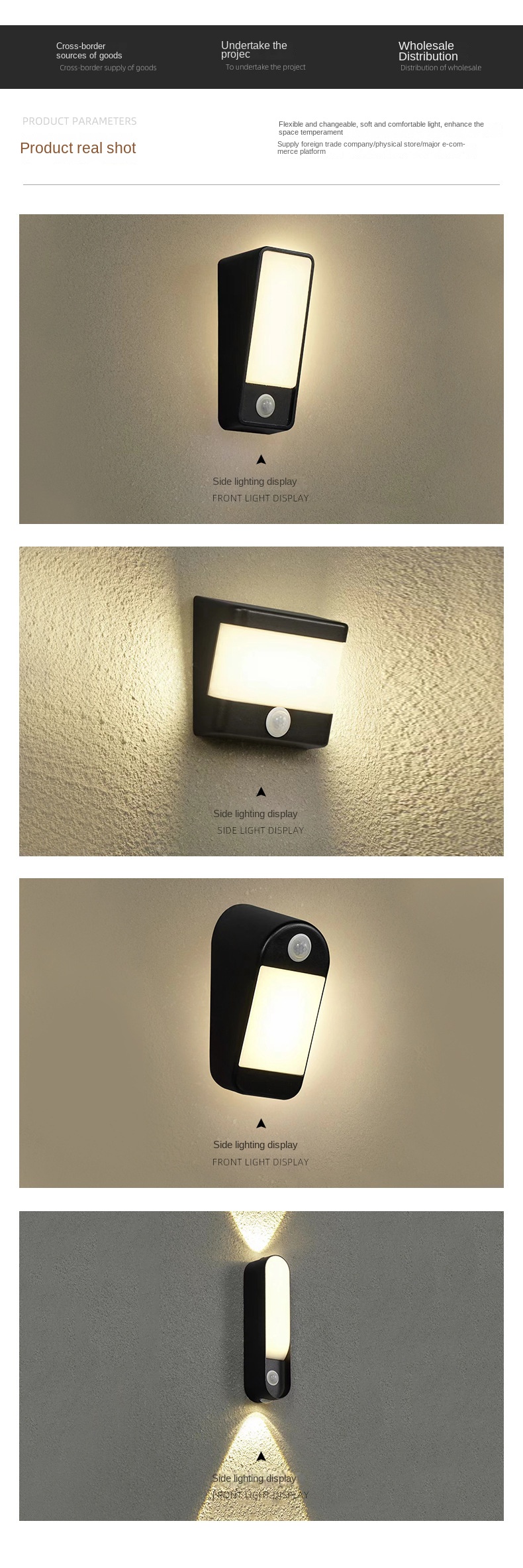 Modern Outdoor Waterproof Aluminum Induction Wall Lamp Simple Villa Exterior LED Decorative Wall Lamp for Cross Border