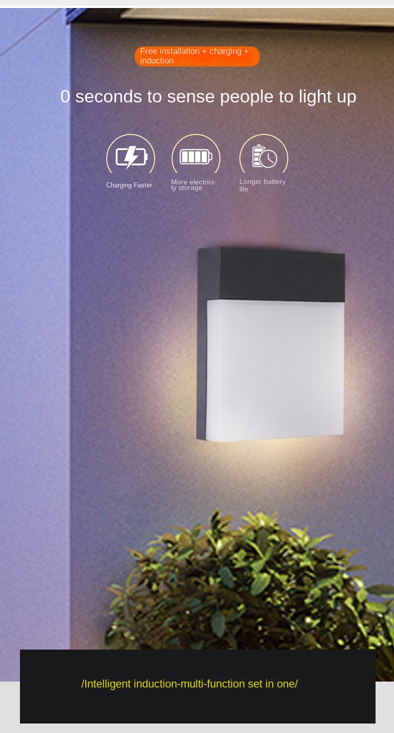 Outdoor Wall Lamp LED Waterproof Modern Minimalist Human Body Induction Wall Lamp Garden Balcony Aisle