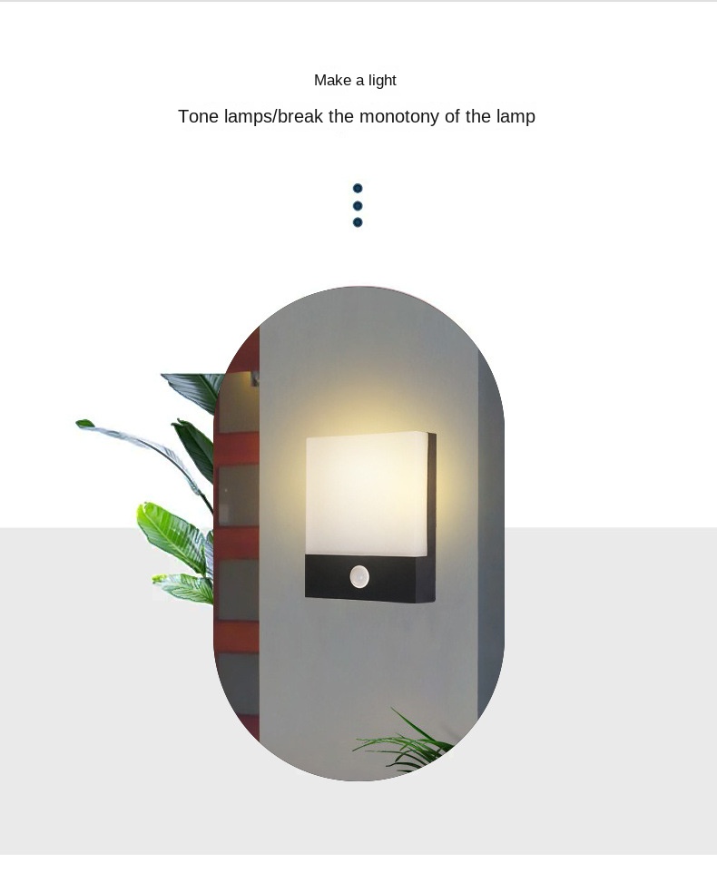Outdoor Wall Lamp LED Waterproof Modern Minimalist Human Body Induction Wall Lamp Garden Balcony Aisle