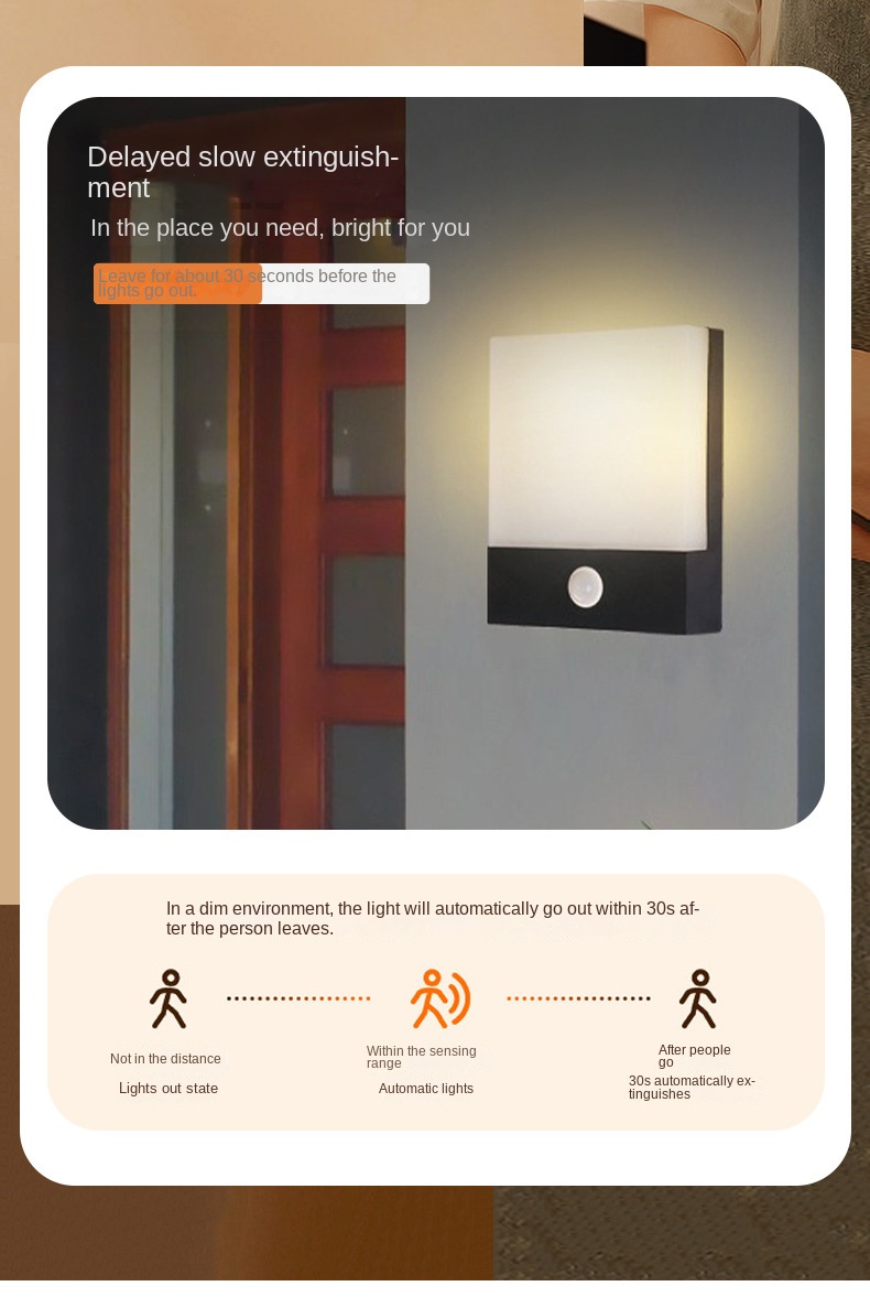 Outdoor Wall Lamp LED Waterproof Modern Minimalist Human Body Induction Wall Lamp Garden Balcony Aisle