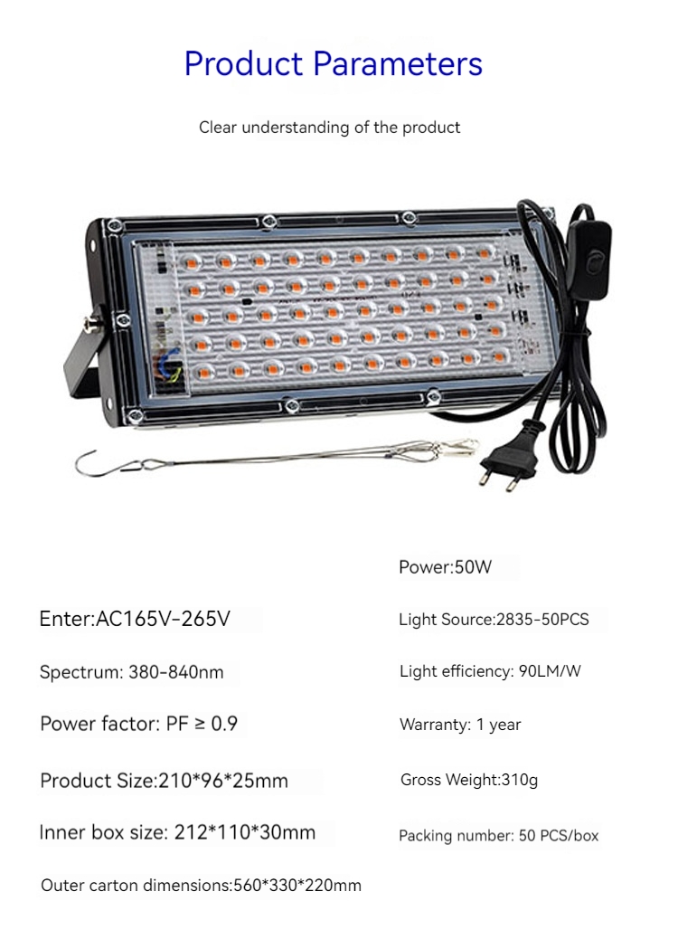 300W LED Indoor Plant Light IP65 Aluminum Lamp Body Spectrum White & IR UV Bloom Red Emission for Flower & Plant Growth