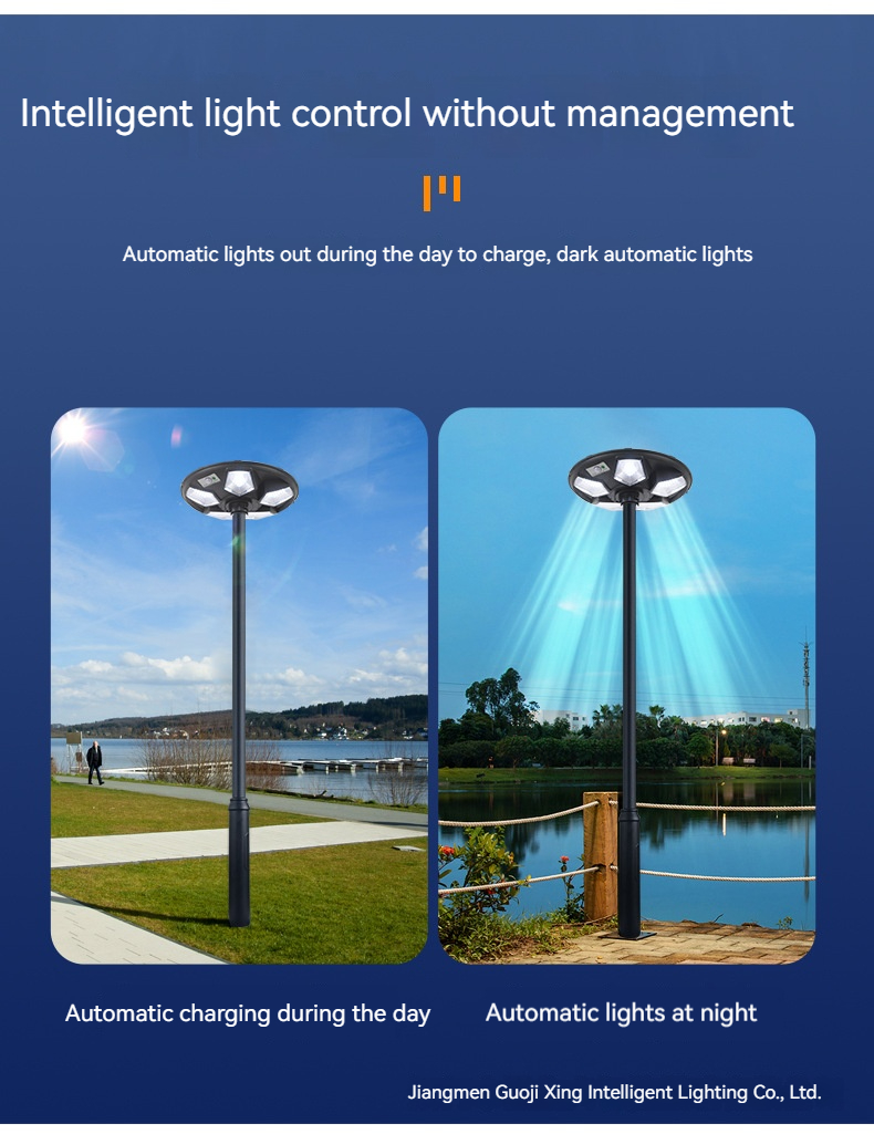 Integrated Modern IP65 LED Solar Street Light Light Sensing for Outdoor Gardens Parks Villas & Courtyards UFO Solar Light