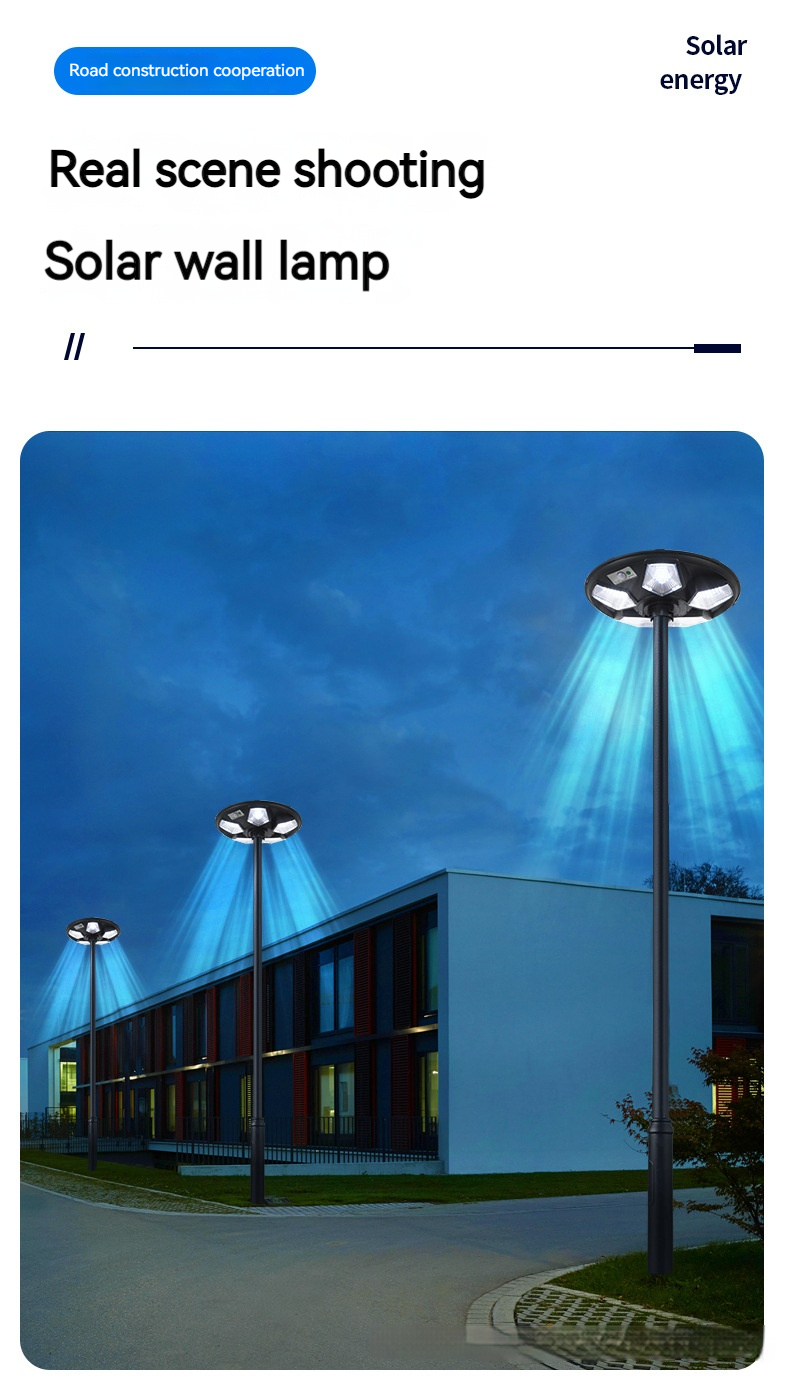 Integrated Modern IP65 LED Solar Street Light Light Sensing for Outdoor Gardens Parks Villas & Courtyards UFO Solar Light