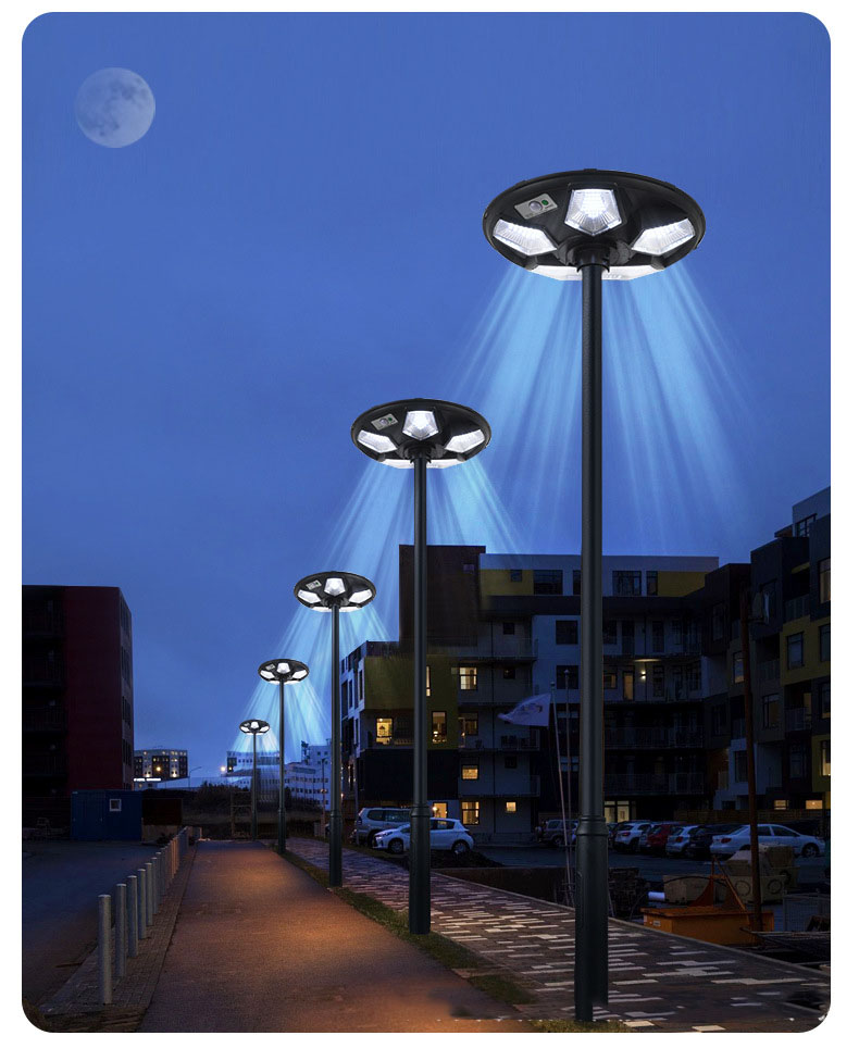 Integrated Modern IP65 LED Solar Street Light Light Sensing for Outdoor Gardens Parks Villas & Courtyards UFO Solar Light