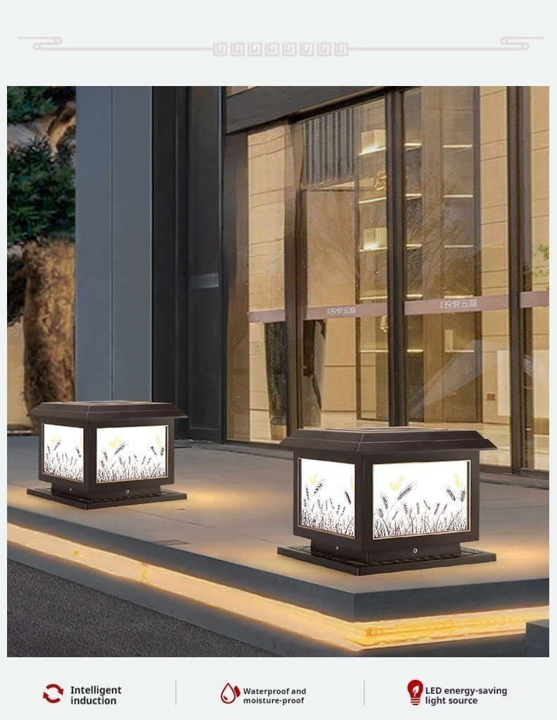 Outdoor Waterproof Solar Garden Light Column for Courtyard Home Villa Wall Gate Flat Cover for Outdoor Use