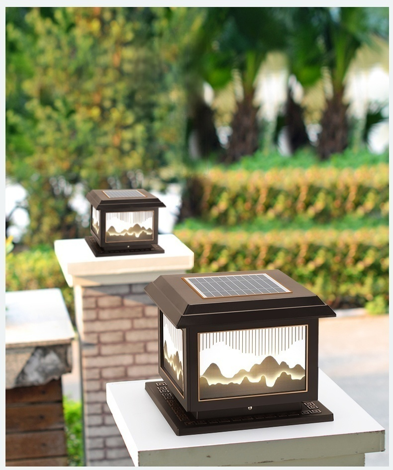 Outdoor Waterproof Solar Garden Light Column for Courtyard Home Villa Wall Gate Flat Cover for Outdoor Use
