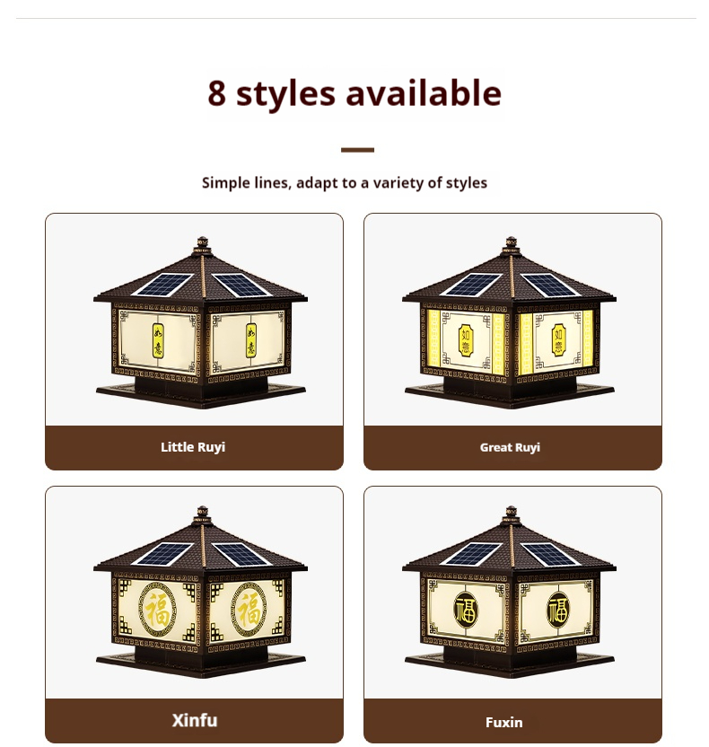 Solar Powered Dual-purpose Courtyard Wall Garden Column Headlight, Coffee Colored Palace Outdoor Landscape Decoration Light