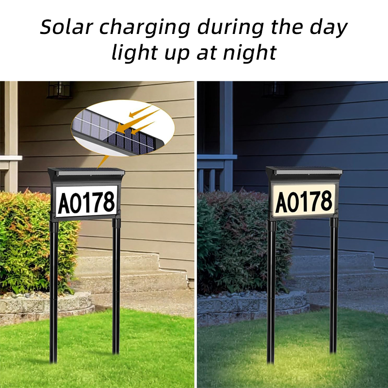 Silver IP65 Outdoor Home Address Sign Solar LED Lights DPL100picture2