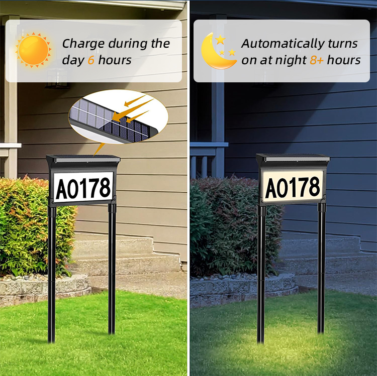 Au Silver IP65 Waterproof Outdoor Solar LED Lights ROHS for Home Address Sign House Numbers Road Application Battery Power