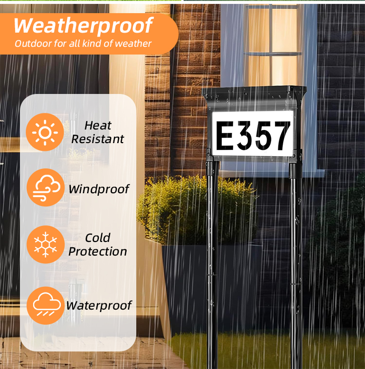 Au Silver IP65 Waterproof Outdoor Solar LED Lights ROHS for Home Address Sign House Numbers Road Application Battery Power