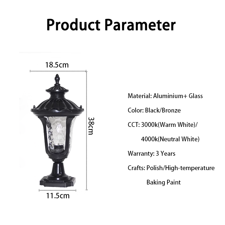 Modern Outdoor Garden IP65 Waterproof Aluminum Fence Pillar Light PLR1800picture5
