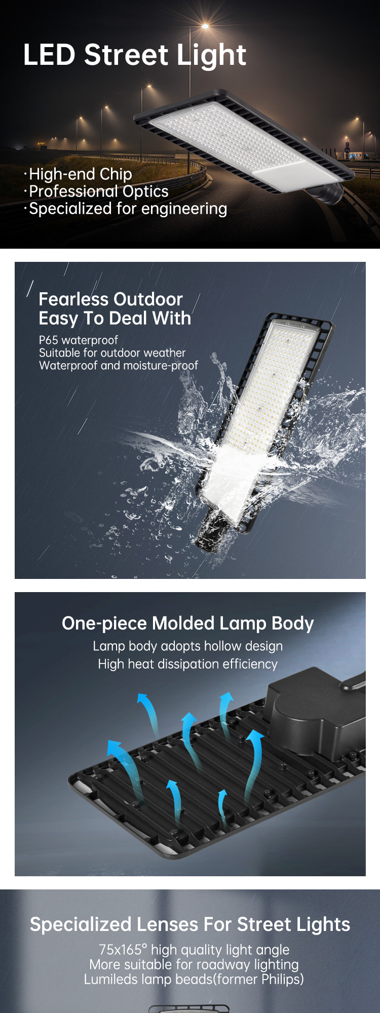 Ip65 Waterproof 50w 100w 150w 200 Watts Ac Street Light Led Exterior Wall Lamp Reflector