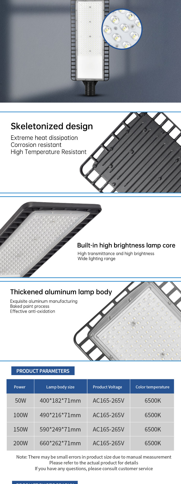 Ip65 Waterproof 50w 100w 150w 200 Watts Ac Street Light Led Exterior Wall Lamp Reflector