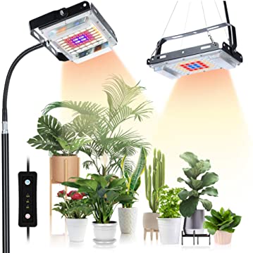 Grow Light with Stand, LBW Full Spectrum 150W LED Floor Plant Light for Indoor , Grow Lamp with On/Off Timer Switch, Adjustable
