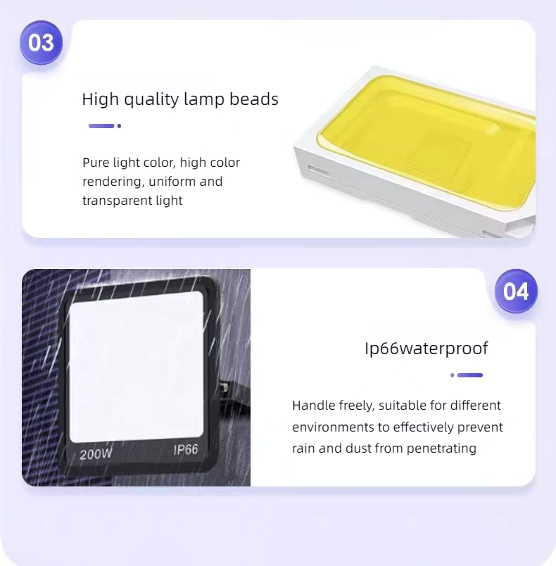 New Outdoor Waterproof Anti-glare Garden Floodlight IP66 Factory Warehouse High Brightness Floodlight 300W