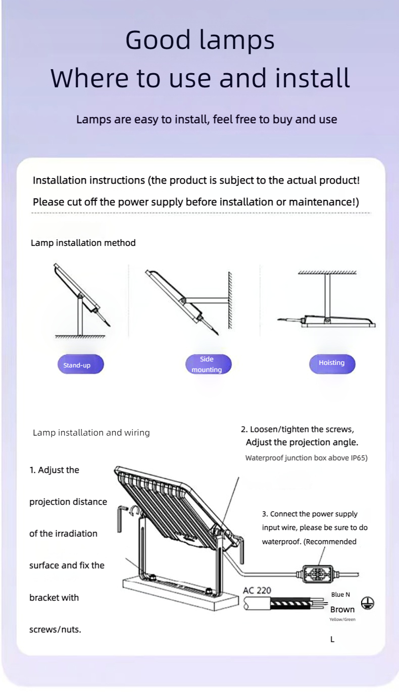 New Outdoor Waterproof Anti-glare Garden Floodlight IP66 Factory Warehouse High Brightness Floodlight 300W