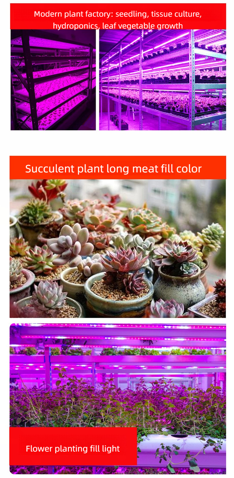 T8 Full Spectrum Led Grow Light Strips Toplighting Greenhouse Grow Lamp