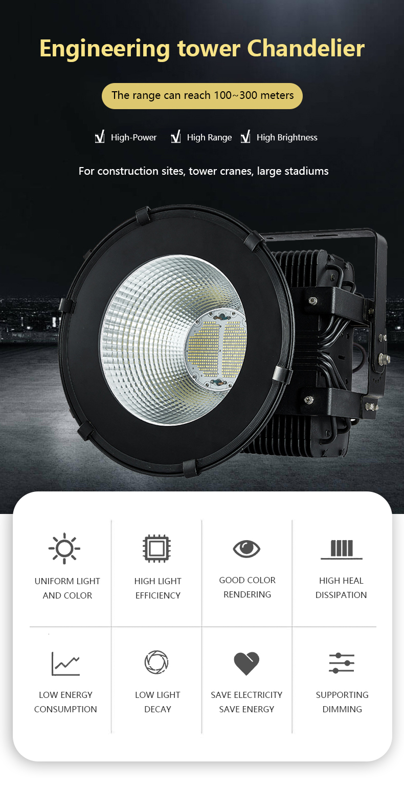 High Quality Outdoor Stadium Flood Light Various Options 100W 200W 300W 500W IP65 for Tennis Court Sports Stadium Gymnasium COB