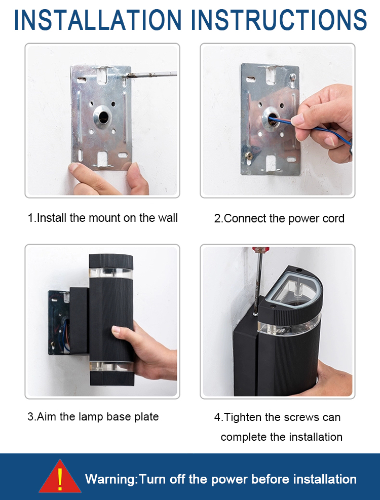 Aluminum Flat Mount Swing Arm LED Wall Lamp for Outdoor Reading Water-Proof Square Cylinder Shape