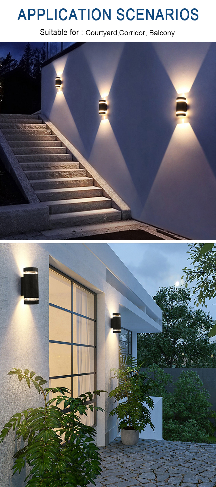Aluminum Flat Mount Swing Arm LED Wall Lamp for Outdoor Reading Water-Proof Square Cylinder Shape