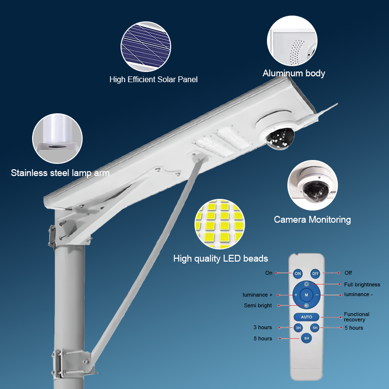 All in One 4G 1080P CCTV Aluminum 100W-600W Solar Street Light SSL1280picture6