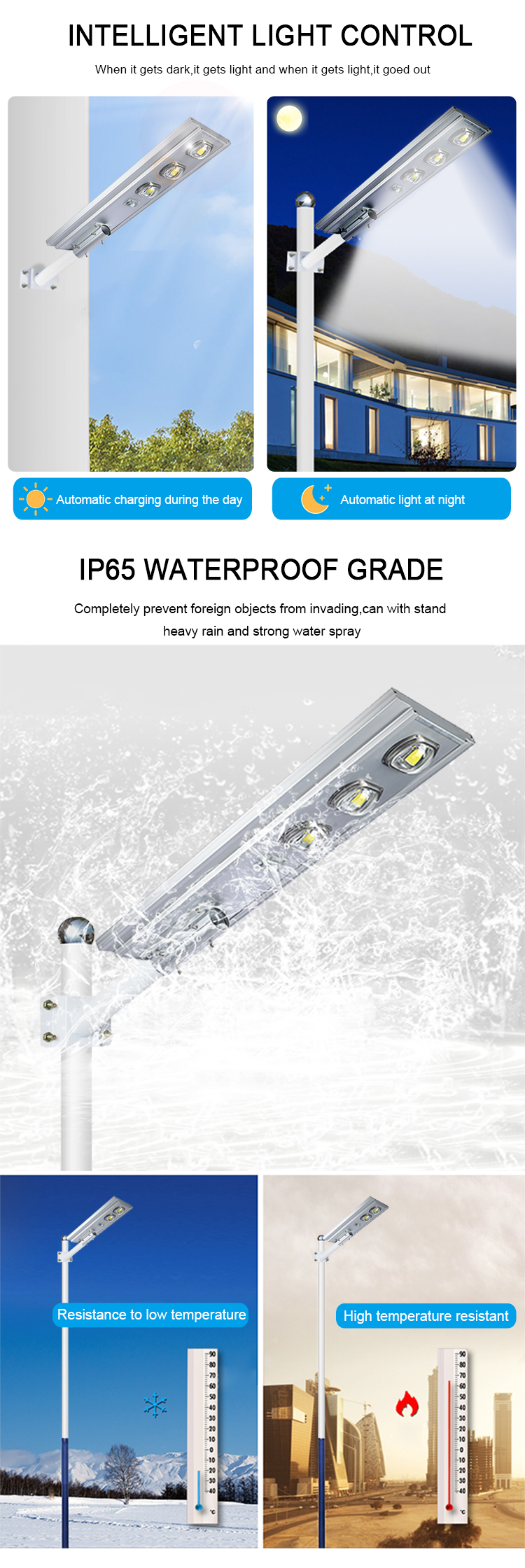 All in One 50W 300W IP65 Waterproof Solar LED Street Light Bridgelux Solar Street LED Lamp Garden Aluminum ROHS SAA Certified