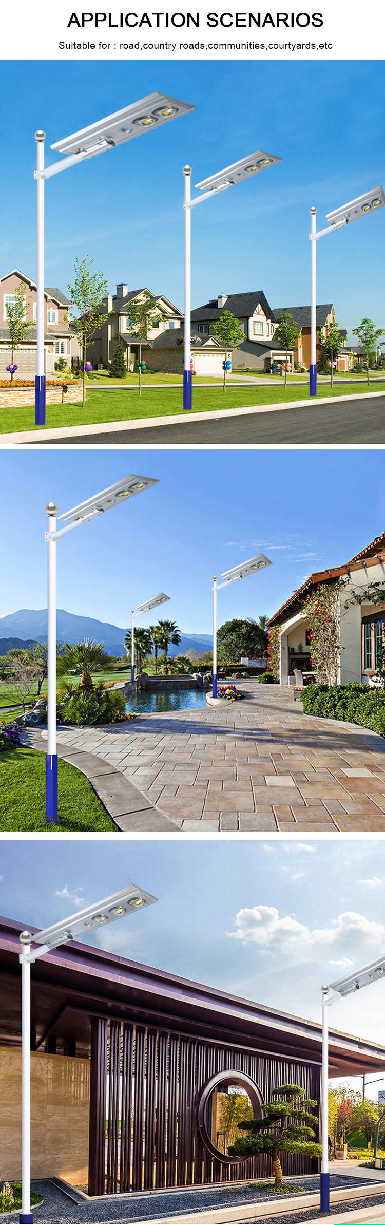 All in One 50W 300W IP65 Waterproof Solar LED Street Light Bridgelux Solar Street LED Lamp Garden Aluminum ROHS SAA Certified