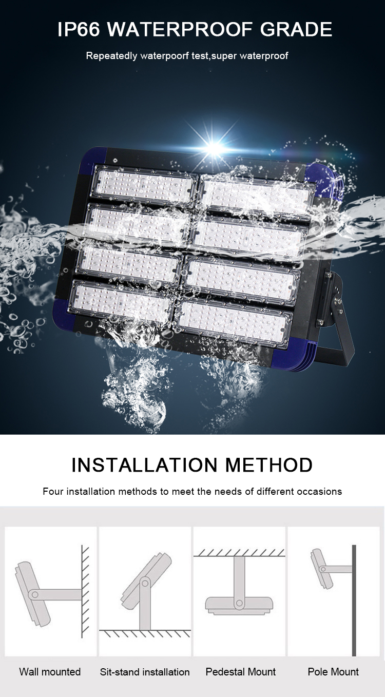 IP65 Waterproof AC LED Flood Light 100W-1000W Aluminum Housing Sports Stadium Floodlight for Outdoor Garden Landscape Use