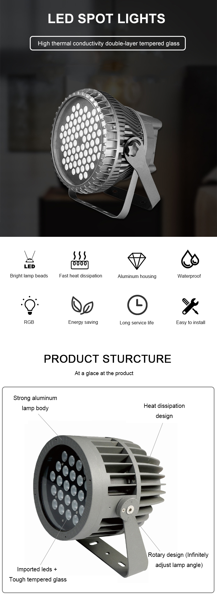 Modern Style Outdoor Garden Landscape Flood Light Aluminum Ip65 Garden Spotlight Projectors Light Led Flood Light
