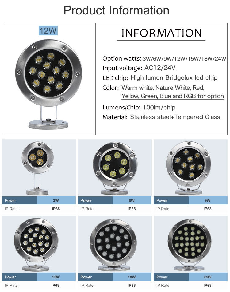 9w Zho<i></i>ngshan Factory Waterproof Decorative Pool Lighting Rgb Ip68 Led Underwater Light