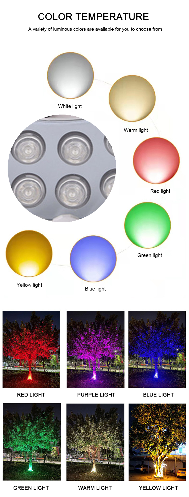 Outdoor Garden Ip65 Waterproof Rgb Automatic Color Change Post Projection Lamp Led Tree Holding Light