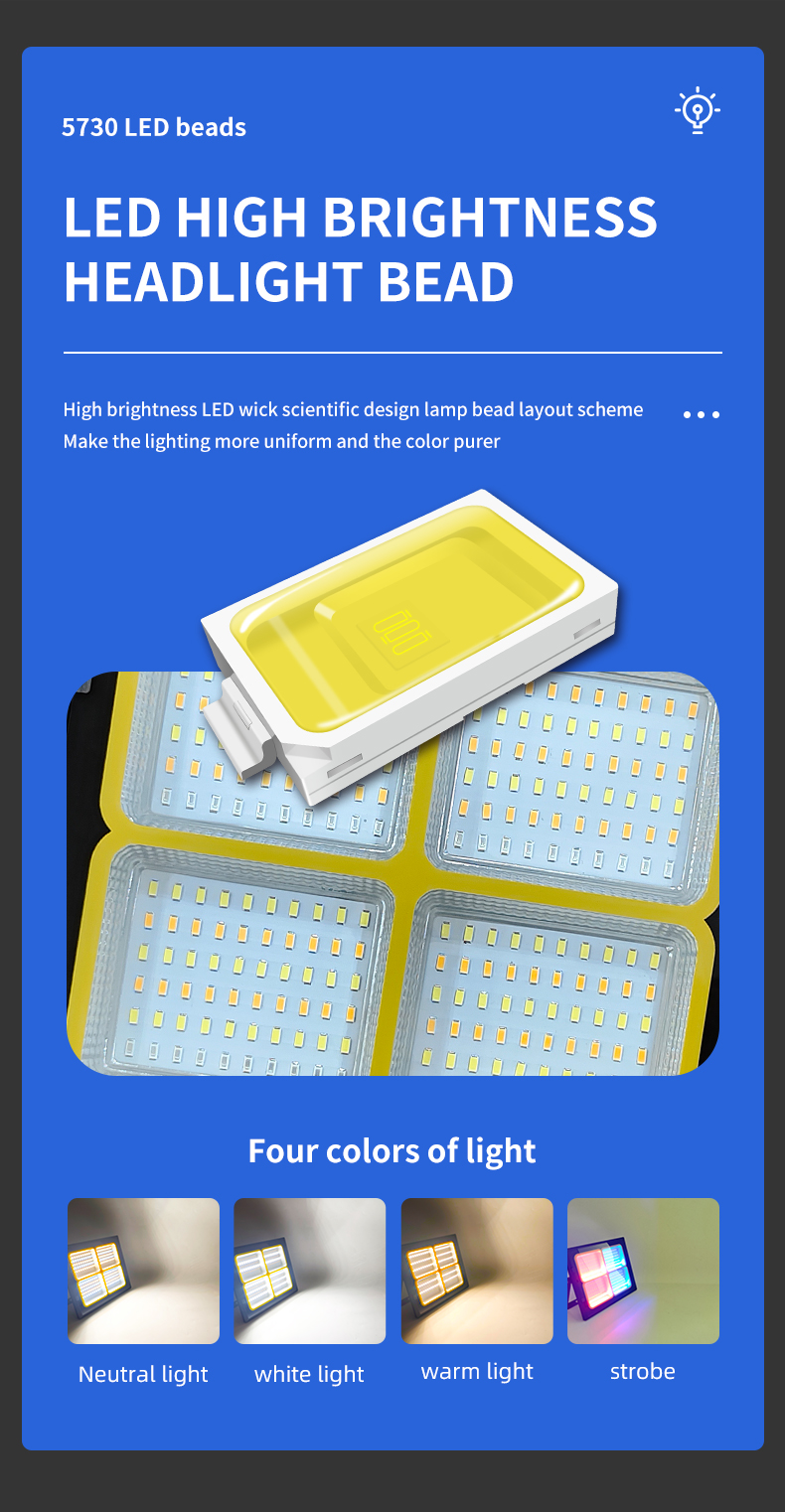 Portable Rechargeable 50w 100w 200w 300w Ip65 Outdoor Waterproof Led Solar Flood Light