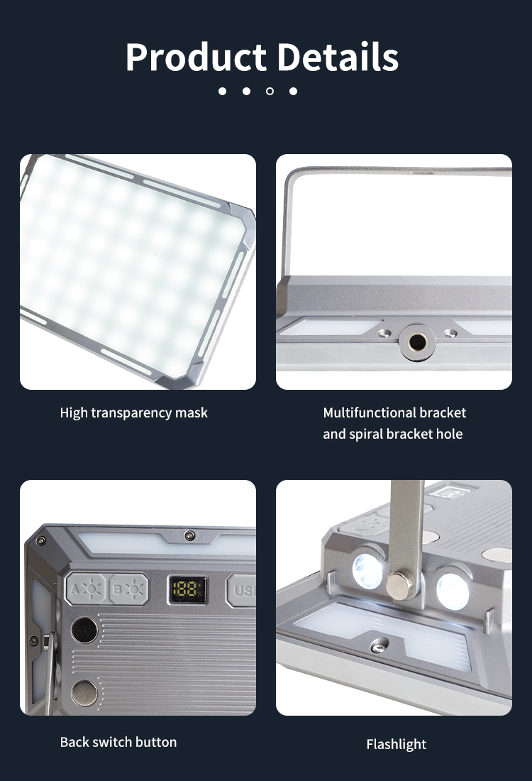 High Power Portable LED Work Light Rechargeable Waterproof Search Light Outdoor Emergency Aluminum ABS Body Cold White Emission