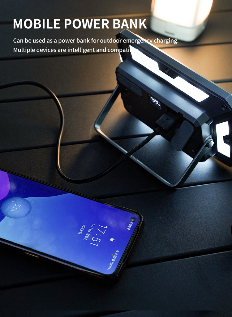 High Power Portable LED Work Light Rechargeable Waterproof Search Light Outdoor Emergency Aluminum ABS Body Cold White Emission
