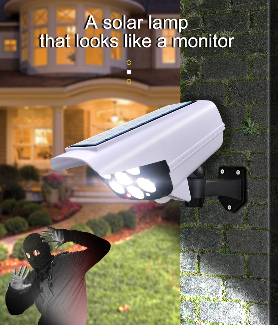 Outdoor Waterproof LED Solar Street Flood Light 80 Garden Security Wall Motion Sensor IP65 ABS Simulation Fa Ke Surveillance