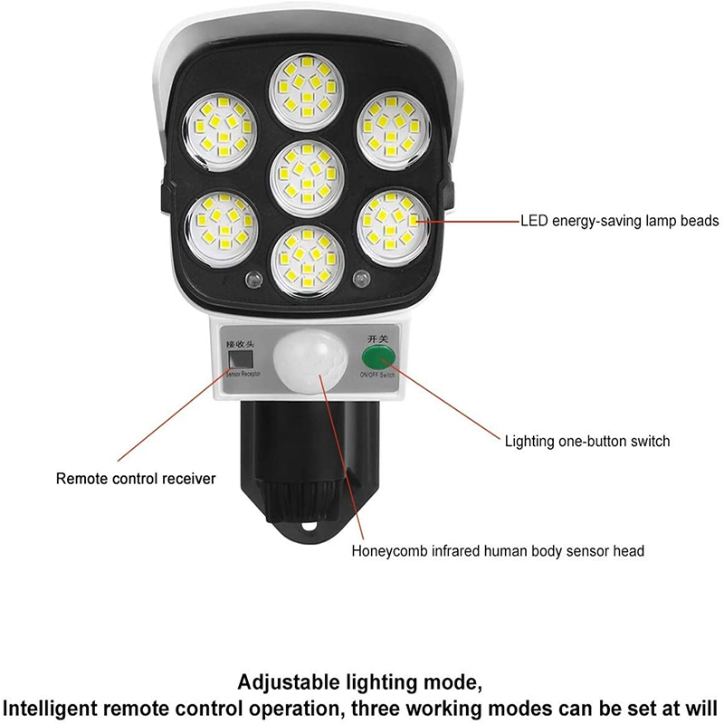 Outdoor Waterproof LED Solar Street Flood Light 80 Garden Security Wall Motion Sensor IP65 ABS Simulation Fa Ke Surveillance